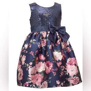 Bonnie Jean Navy Sequin Dress with Bow